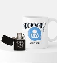 BK Gift Kişiye Özel Doktor Temalı Çakmak ve Kupa Hediye Seti - 11