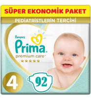 Prima Premium Care Bebek Bezi Beden:4 (9-14Kg) Maxi 92 Adet Süper Ekonomik Pk