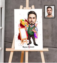 Kişiye Özel Ressam Karikatürlü Ahşap Tablo 30x47  Bay-1