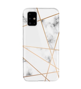 Kılıfland Samsung Galaxy A51 Kılıf Silikon Resimli Kapak White Marble Mermers With Triangle Stok 1195