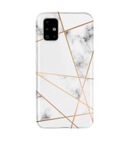 Kılıfland Samsung Galaxy A51 Kılıf Silikon Resimli Kapak White Marble Mermers With Triangle Stok 1195