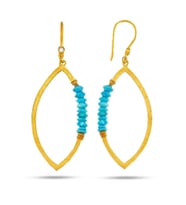 Firuze Taşlı Oval Altın Küpe (Gold)