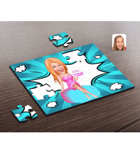 BK Gift Kişiye Özel Kadın Doğum Günü Karikatürlü Ahşap Puzzle-2