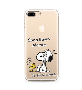 Snoopy Tasarımlı Süper Şeffaf Silikon Telefon Kılıfı İphone 8 Plus