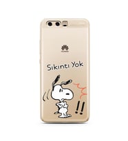 Snoopy Tasarımlı Süper Şeffaf Silikon Telefon Kılıfı Huawei P10 