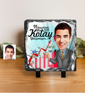 BK Gift Kişiye Özel Bay Ceo Karikatürlü Dekoratif Doğal Taş  1