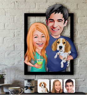 BK Gift Kişiye Özel Evcil Dost Aile Karikatürlü 3D Ahşap Tablo-7