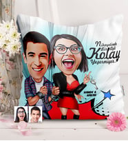 BK Gift Kişiye Özel Sevgililer Karikatürlü  Yastık  1