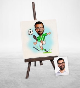 BK Gift Kişiye Özel Futbol Yeşil Beyaz Karikatür Şovaleli Doğal Taş  1