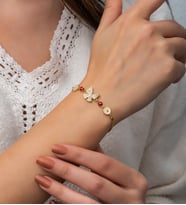Papatya Silver Kelebek Papatya Uğur Böceği Bileklik Renkli Mineli Gümüş