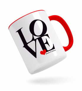 BK Gift Kişiye Özel Love Tasarımlı Kırmızı Kupa Bardak-1
