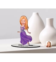 BK Gift Kişiye Özel Prenses Karikatürlü Ahşap Biblo Model-1 (Beyaz)