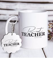BK Gift Kişiye Özel En İyi Öğretmen Beyaz Kupa ve Anahtarlık Hediye Seti-17 (Model 1)