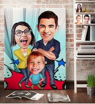 BK Gift Kişiye Özel Aile Karikatür Kanvas Tablo 70x100cm 1