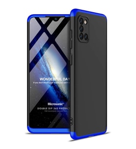 Microsonic Samsung Galaxy A31 Kılıf Double Dip 360 Protective Siyah Mavi