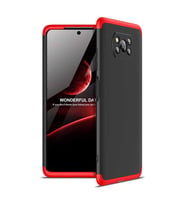 Xiaomi Poco X3 Kılıf Zore Ays Full Koruma Kılıf (Siyah-Kırmızı)