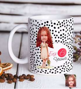 BK Gift Kişiye Özel Kız Çocuk Yaş Karikatürlü Beyaz Kupa Bardak-7