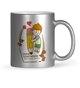 BK Gift Kişiye Özel Canım Öğretmenim Gümüş Yaldızlı Kupa Bardak  1
