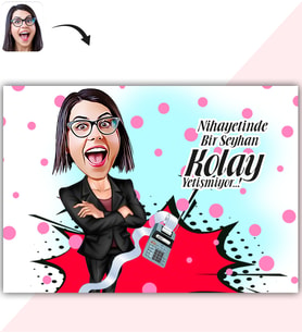 BK Gift Kişiye Özel Bayan Muhasebeci Karikatür Baskılı Yaş Pasta İçin Yenilebilir Şekerli Kağıt  2(Sadece Kağıt)