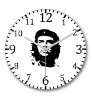 Che Guevara Duvar Saati Bombeli Gercek Cam