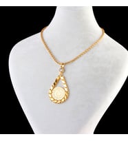 22 AYAR ALTIN KAPLAMA ARPA ZİNCİR ÇERÇEVELİ ÇEYREK ALTIN KOLYE - İMİTASYON ARPA ZİNCİR ÇERÇEVELİ KOLYE - YARIM ÇERÇEVELİ KOLYE (Gold)