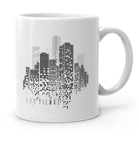BK Gift Kişiye Özel City Tasarımlı Beyaz Kupa Bardak  1