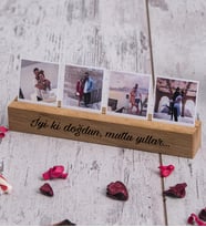 Doğum Günü Hediyesi Dört Fotoğraflı Ahşap Stand