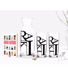 BK Gift Kişiye Özel Renkli Baskılı Rakı Tasarımlı İkili Rakı Bardağı Karaf ve Cep Kitabı Hediye Seti-2 (Model 1)