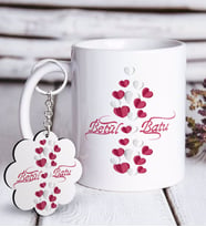 BK Gift Kişiye Özel Sevgililer Günü Beyaz Kupa ve Anahtarlık Hediye Seti-28 (Model 1)