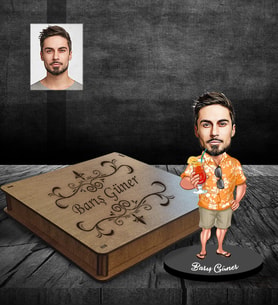 Kişiye Özel Erkek Karikatürlü Ahşap Biblo Kutulu Model-10