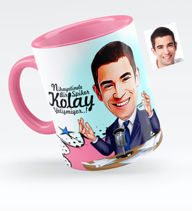 BK Gift Kişiye Özel Bay Spiker Karikatürlü Pembe Kupa Bardak  1