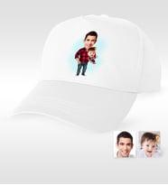 BK Gift Kişiye Özel Baba Kız Karikatür Beyaz Şapka  3
