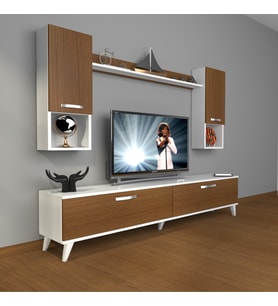 Decoraktiv Eko 5da Slm Std Retro Tv Ünitesi Tv Sehpası (Beyaz - Ceviz)