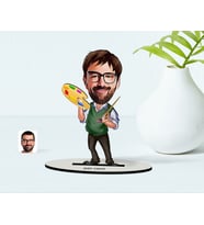 BK Gift Kişiye Özel Bay Ressam Karikatür Ahşap Biblo  1