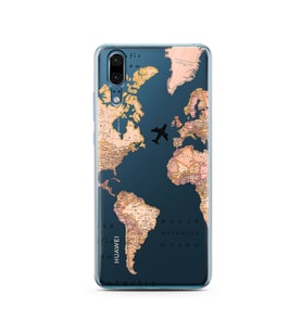 Transparan Harita Tasarım Süper Şeffaf Silikon Telefon Kılıfı Huawei P20 