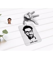 BK Gift Kişiye Özel Erkek Silüet Tasarımlı Şeffaf Pleksi Anahtarlık-1 (Beyaz)