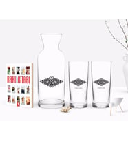 BK Gift Kişiye Özel Renkli Baskılı İsimli İkili Rakı Bardağı Karaf ve Cep Kitabı Hediye Seti-111 (Model 1)