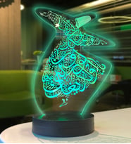 Ofis ev Hediyesi Mevlana Modelli 3D Gece Lambası (Yeşil)