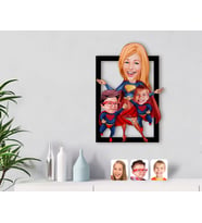 BK Gift Kişiye Özel Süper Anne ve Süper Çocuklar Karikatürlü 3D Ahşap Tablo-1