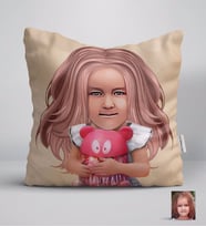 BK Gift Kişiye Özel Kız Çocuk İllüstrasyon Tasarımlı Beyaz Yastık-1