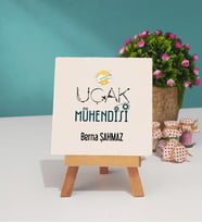 Uçak Mühendisi Tasarımlı Kişiye Özel Hediye Uçak Mühendisi Dekoratif Taş Baskı