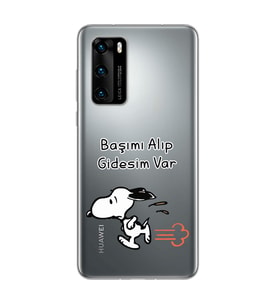 Snoopy Tasarımlı Süper Şeffaf Silikon Telefon Kılıfı Huawei P40