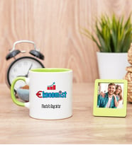 Ekonomist Yeşil Kupa Bardak ve Yeşil Mini Fotoğraf Çerçevesi