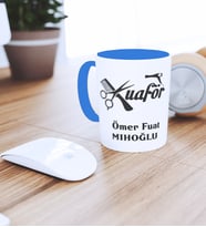 Kişiye Özel Baskılı Kuaför Kupası Mavi