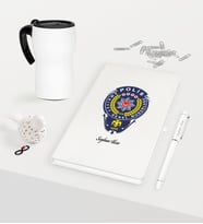 BK Gift Kişiye Özel Polis Temalı Beyaz Defter Kalem Termos Mug Seti - 2 (Model 1)