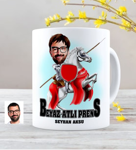 BK Gift Kişiye Özel Beyaz Atlı Prens Karikatürlü Kupa Bardak - 2