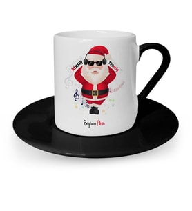 BK Gift Kişiye Özel Noel Baba Siyah Türk Kahvesi Fincanı  2
