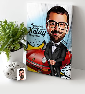 BK Gift Kişiye Özel Bay Patron Karikatür Kanvas Tablo 30x50cm 1