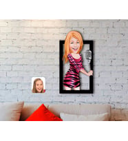 BK Gift Kişiye Özel Şarkı Söyleyen Kız Karikatürlü 3D Ahşap Tablo-2