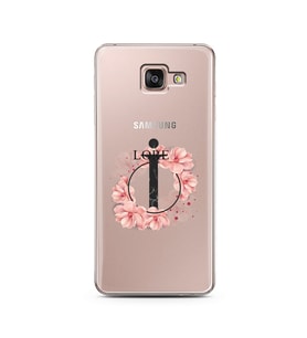 Pembe Çiçekli Harf Tasarım Süper Şeffaf Silikon Telefon Kılıfı Samsung A7 (2016)